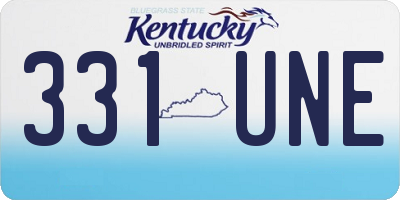 KY license plate 331UNE