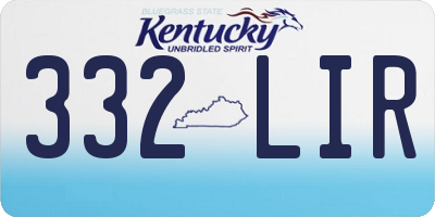 KY license plate 332LIR