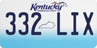 KY license plate 332LIX