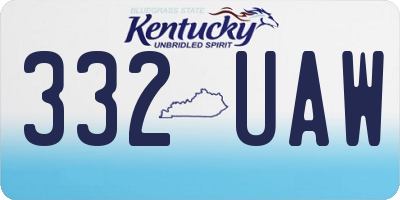 KY license plate 332UAW