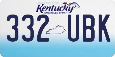 KY license plate 332UBK