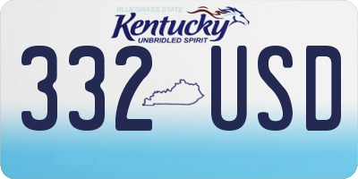 KY license plate 332USD