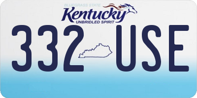 KY license plate 332USE