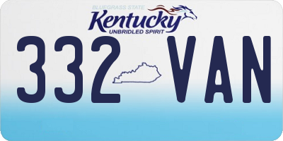 KY license plate 332VAN