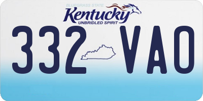 KY license plate 332VAO
