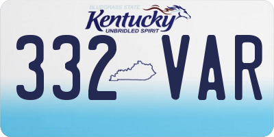 KY license plate 332VAR