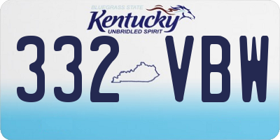 KY license plate 332VBW