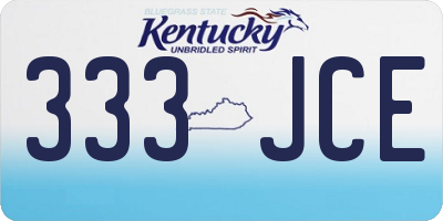 KY license plate 333JCE