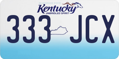 KY license plate 333JCX