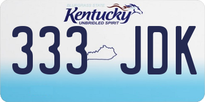 KY license plate 333JDK