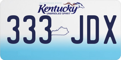 KY license plate 333JDX