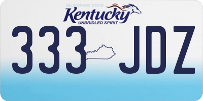 KY license plate 333JDZ