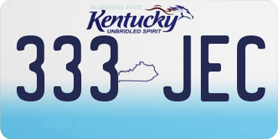 KY license plate 333JEC