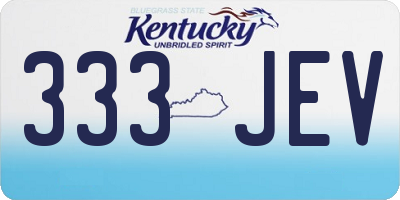 KY license plate 333JEV