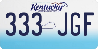 KY license plate 333JGF
