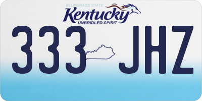 KY license plate 333JHZ