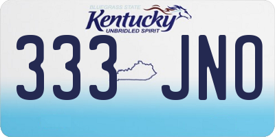 KY license plate 333JNO