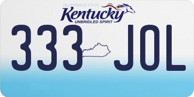 KY license plate 333JOL