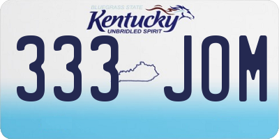 KY license plate 333JOM