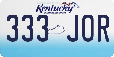 KY license plate 333JOR