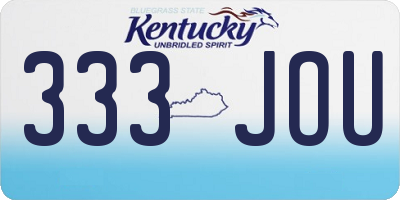 KY license plate 333JOU