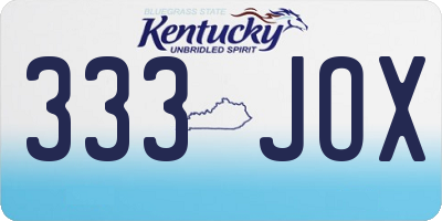 KY license plate 333JOX