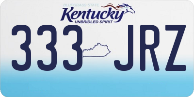 KY license plate 333JRZ