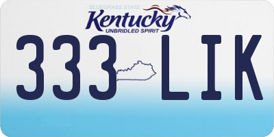 KY license plate 333LIK