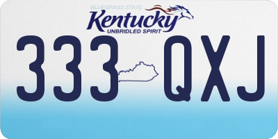 KY license plate 333QXJ