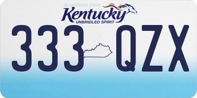 KY license plate 333QZX