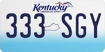 KY license plate 333SGY