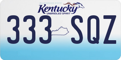 KY license plate 333SQZ