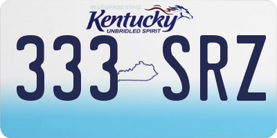 KY license plate 333SRZ
