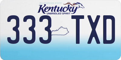 KY license plate 333TXD