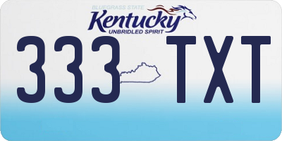 KY license plate 333TXT