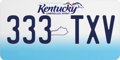 KY license plate 333TXV