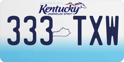 KY license plate 333TXW