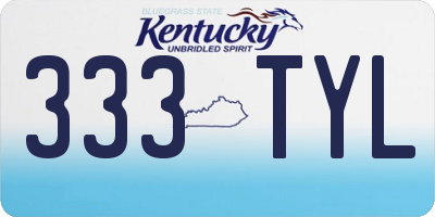 KY license plate 333TYL