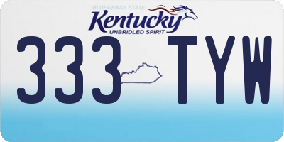 KY license plate 333TYW