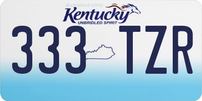 KY license plate 333TZR