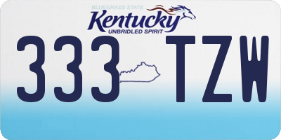 KY license plate 333TZW