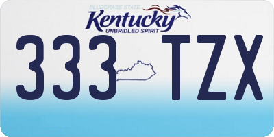 KY license plate 333TZX