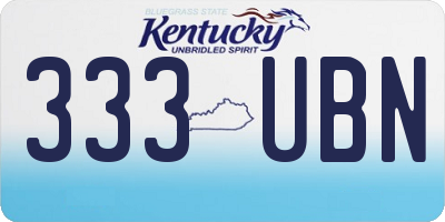 KY license plate 333UBN