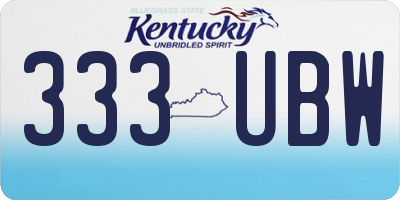KY license plate 333UBW