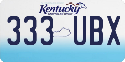 KY license plate 333UBX