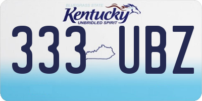 KY license plate 333UBZ