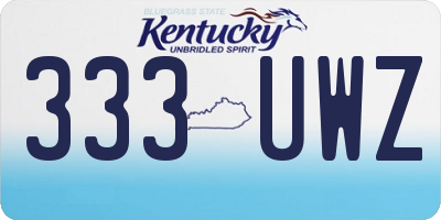 KY license plate 333UWZ