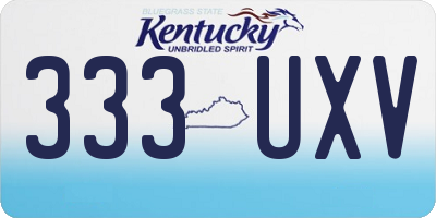 KY license plate 333UXV