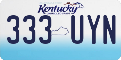 KY license plate 333UYN