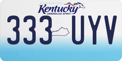 KY license plate 333UYV